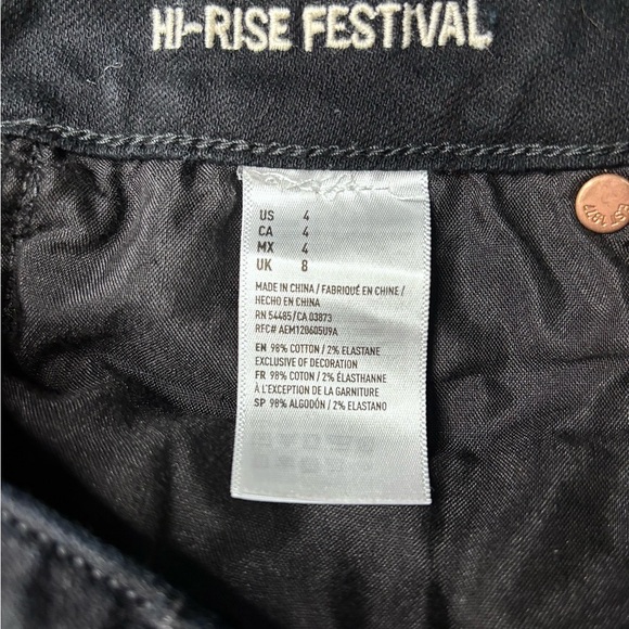American Eagle Outfitters Women's Black Denim Shorts Hi-Rise Festival - Picture 3 of 5